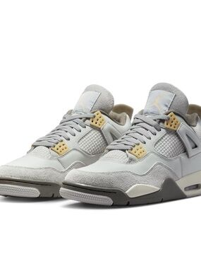 Jordan 4 Retro Men's Sneakers - Light Gray with Beige Accents